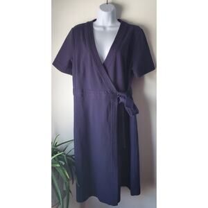 Boden Womens Navy Blue Knee Length Wrap Dress Size 14 Nautical Beachy Preppy